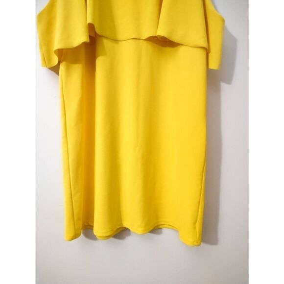 Zara Yellow Cold Shoulder Coastal Grandmother Dress Textured Ribbed Size Medium - Picture 4 of 12
